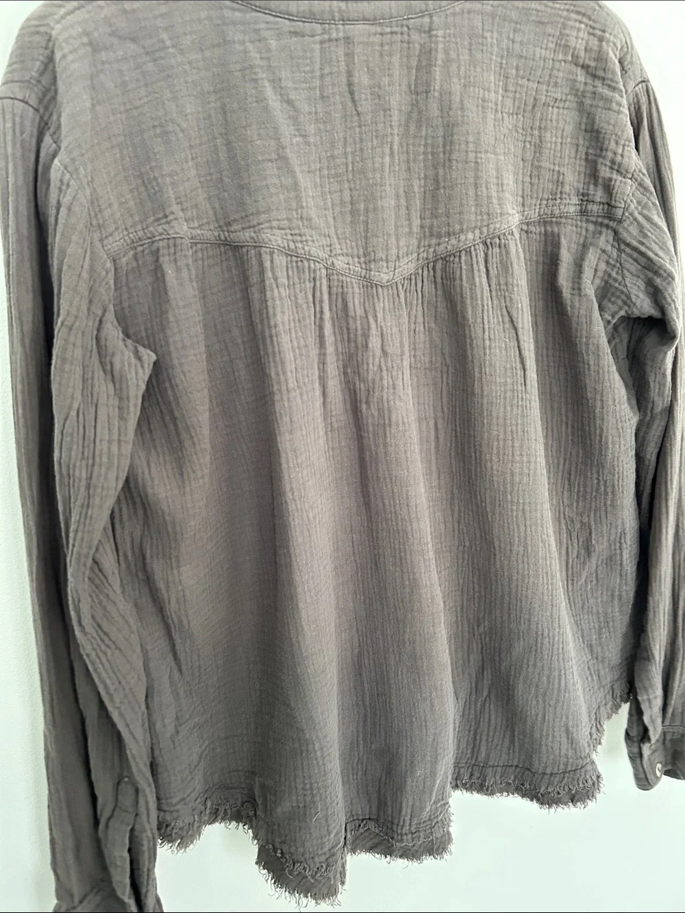 Free People Washed Charcoal Button Popover Tunic